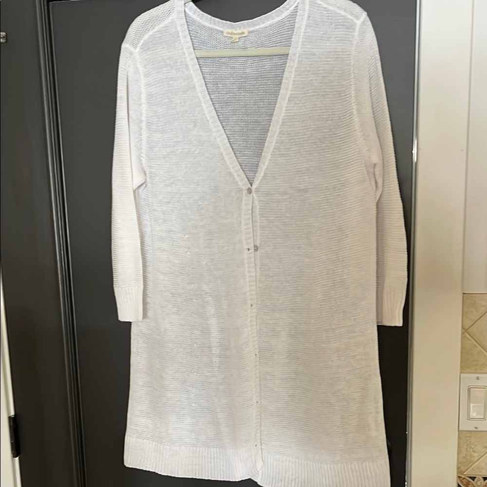 Eileen Fisher White Long Cardigan Sweater